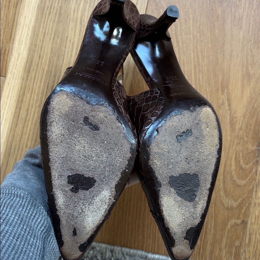 Vintage Burberry slingback croc leather kitten heels 36.5/ 6-6.5 - Picture 4 of 8